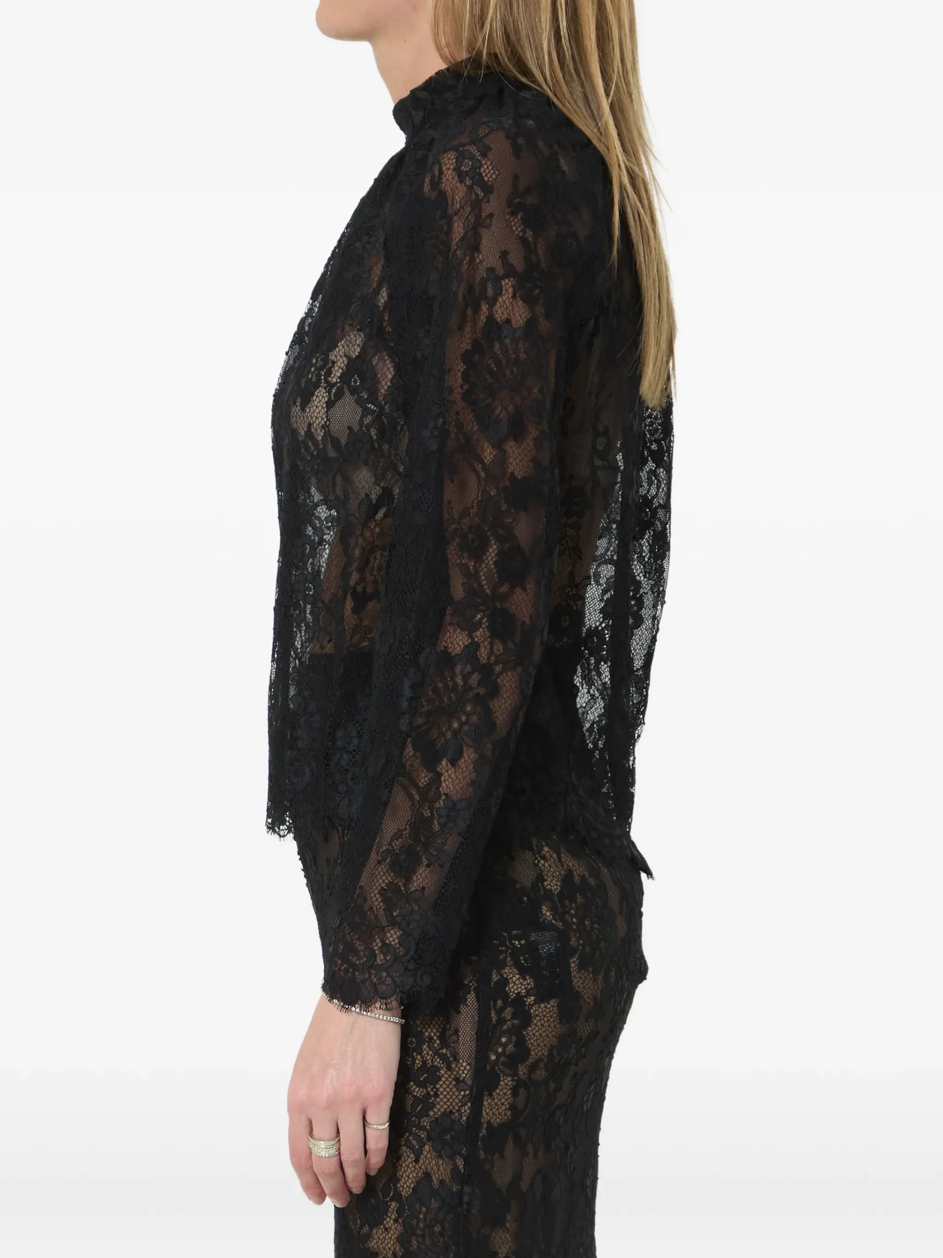 Bluza Self-Portrait Laced negru - imagine 3