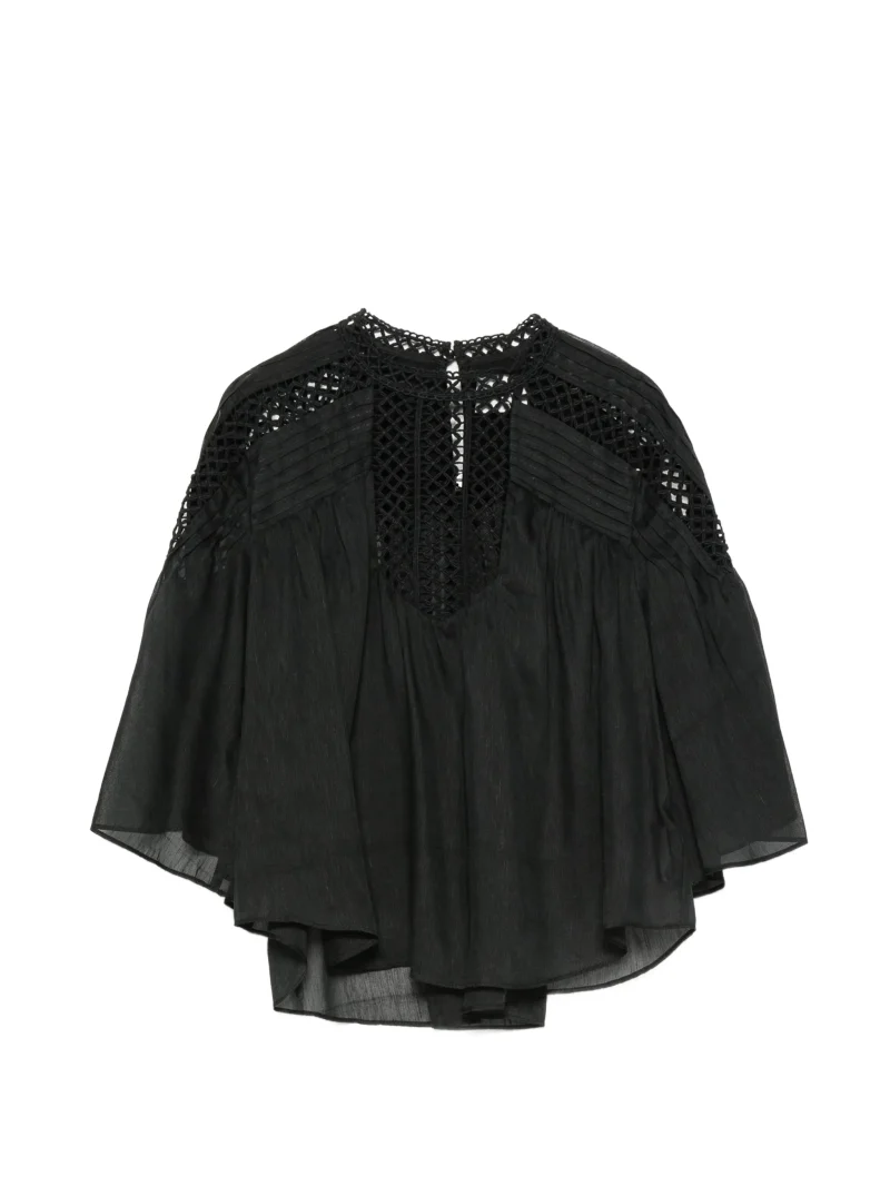 Camasa Marant Etoile Polda Crochet-Knit Pintuck negru
