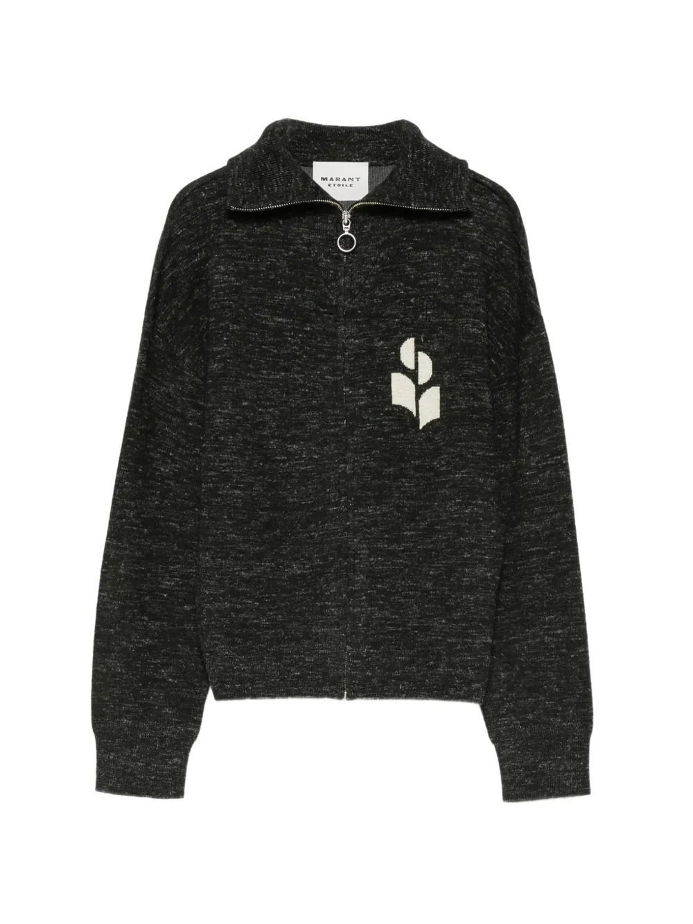 Cardigan Marant Etoile Koxy Logo-Intarsia Zip-Up gri