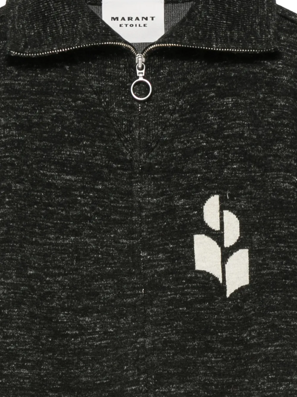 Cardigan Marant Etoile Koxy Logo-Intarsia Zip-Up gri - imagine 3