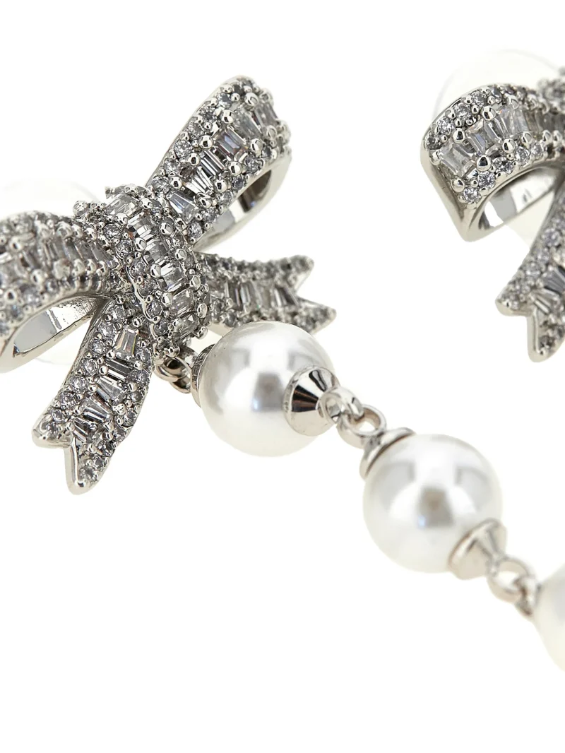 Alternative view of Cercei Self-Portrait Crystal-Embellished Pearl-Droplet argintiu