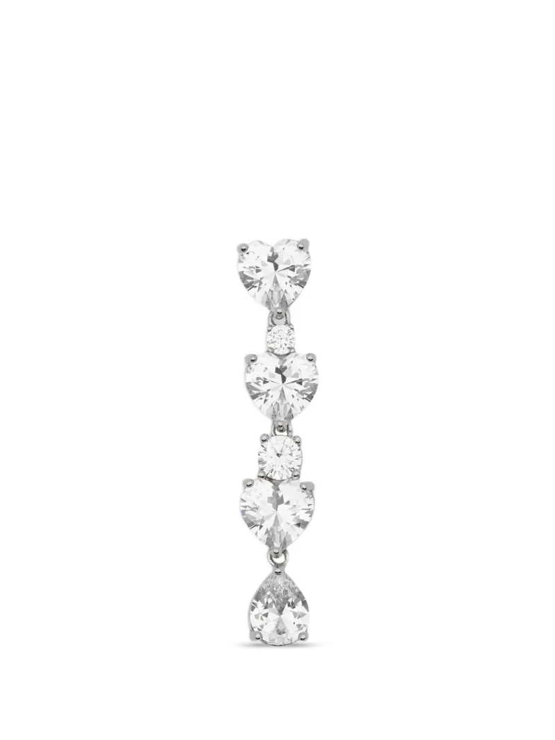 Cercei Self-Portrait Crystal-Heart Tiered argintiu