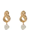 Cercei Self-Portrait Pearl-Pendant Hammered-Effect Drop auriu