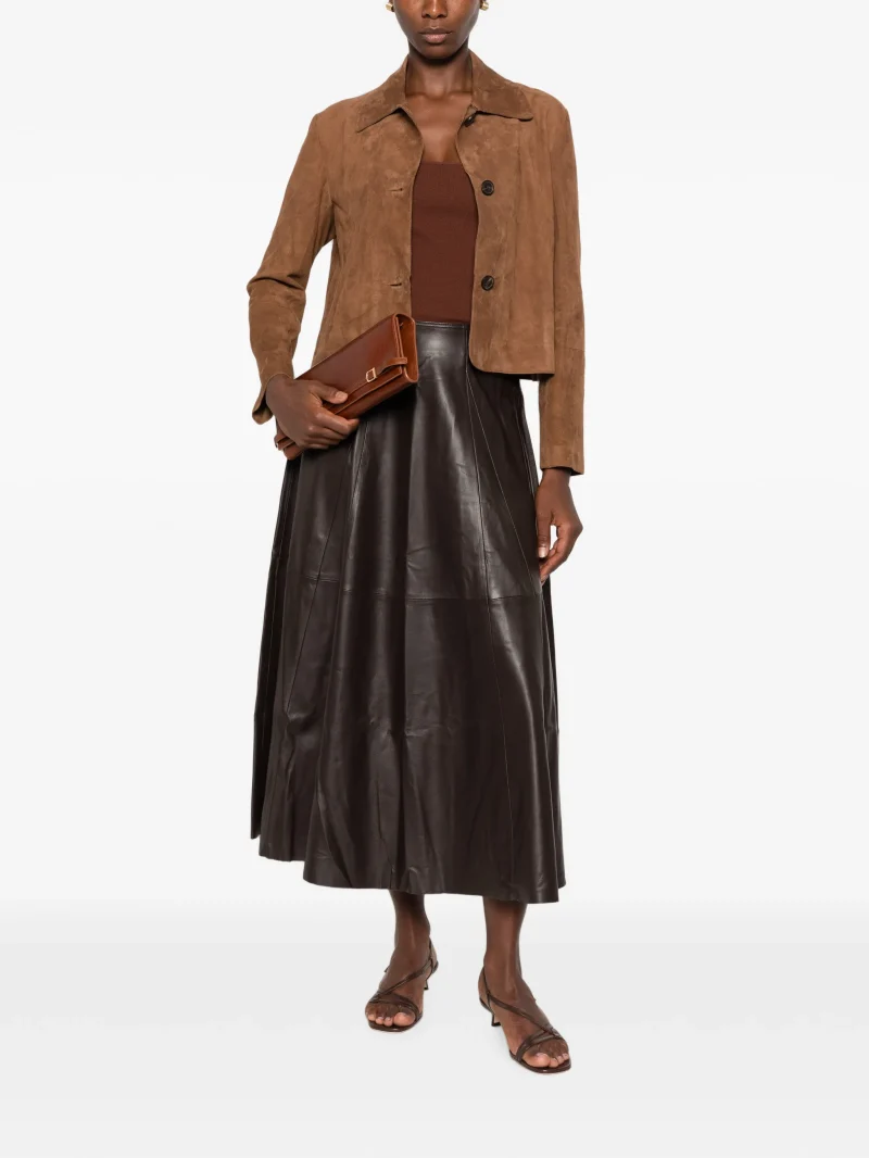 Jacheta ARMA Emy Suede Button-Front maro - imagine 4