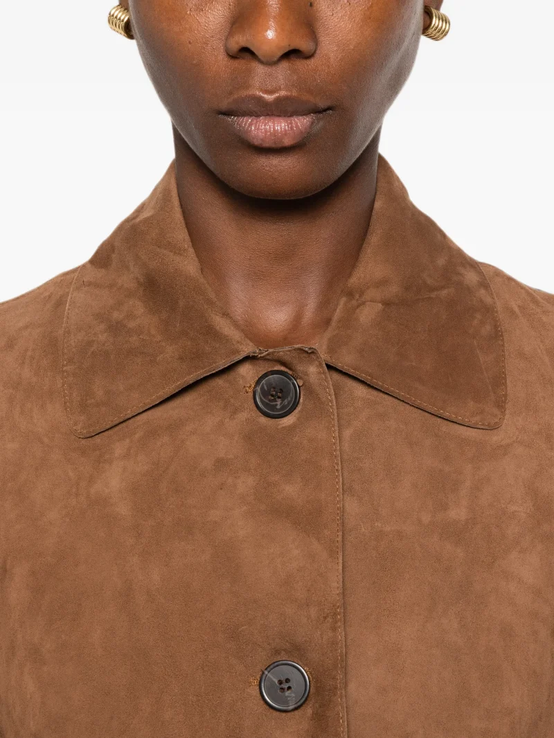 Jacheta ARMA Emy Suede Button-Front maro - imagine 5
