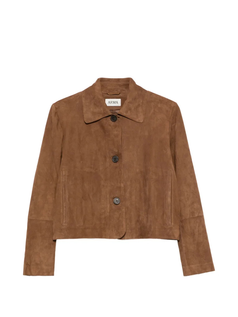 Jacheta ARMA Emy Suede Button-Front maro