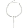 Colier Self-Portrait Double Crystal Bow argintiu