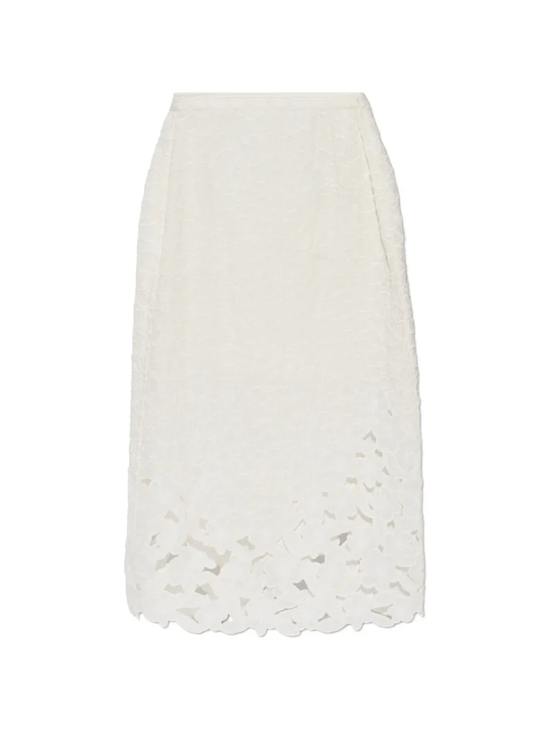Fusta midi  Isabel Marant Floral-Embroidered Ryesha alb