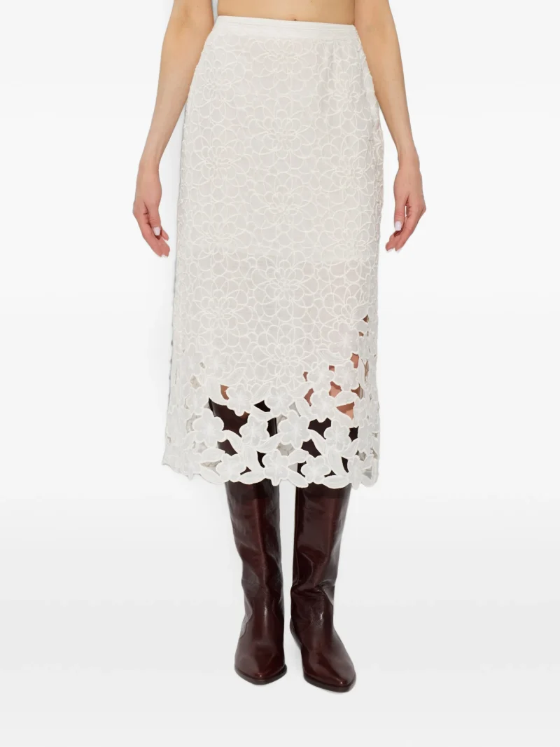 Alternative view of Fusta midi  Isabel Marant Floral-Embroidered Ryesha alb