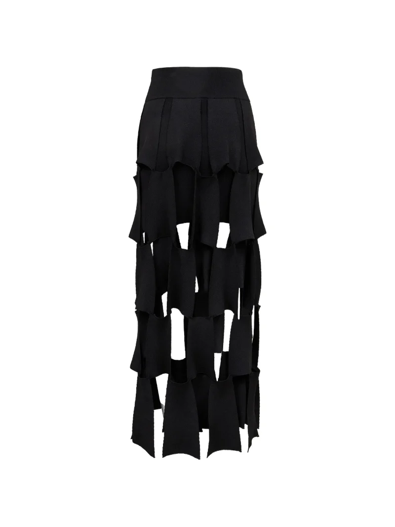 Fusta maxi A.W.A.K.E. Mode Laser-Cut Knitted negru