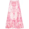 Fusta maxi Camilla Livin la Vida Rosa Baroque-Print Tiered alb