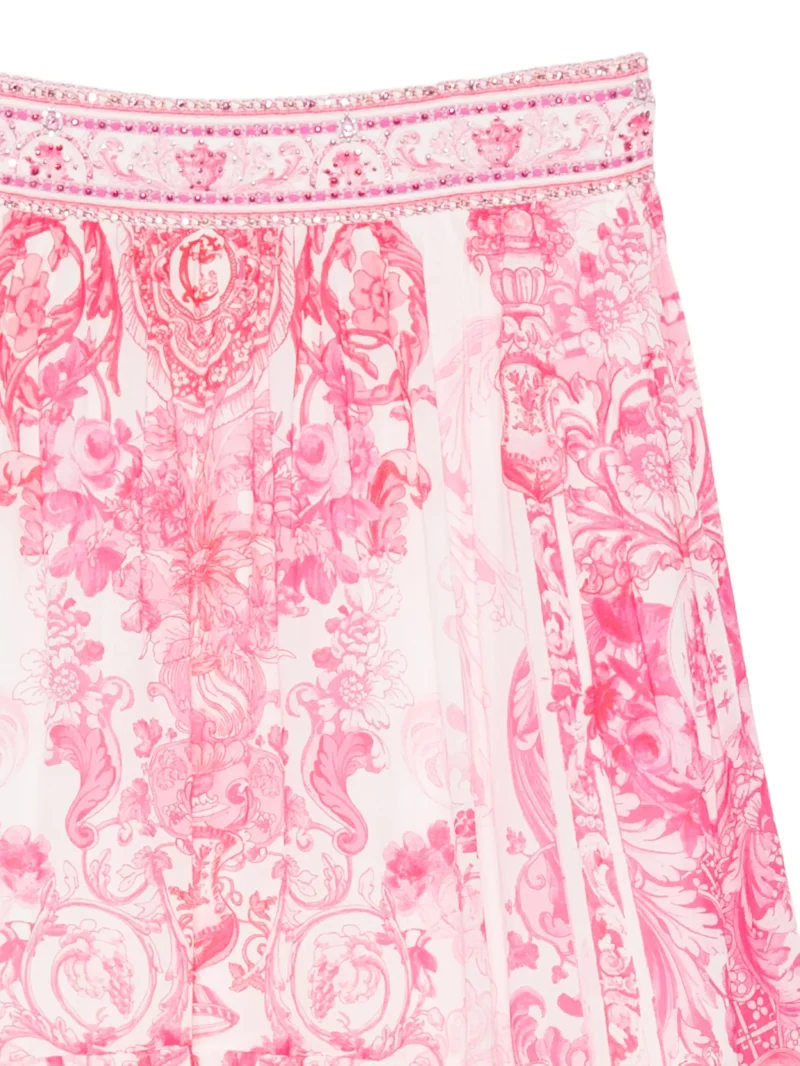 Fusta maxi Camilla Livin la Vida Rosa Baroque-Print Tiered alb - imagine 3