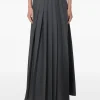 Fusta maxi Self-Portrait Belted Pleated gri