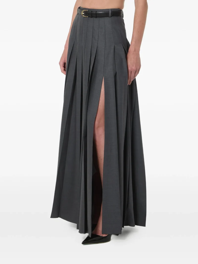 Alternative view of Fusta maxi Self-Portrait Belted Pleated gri