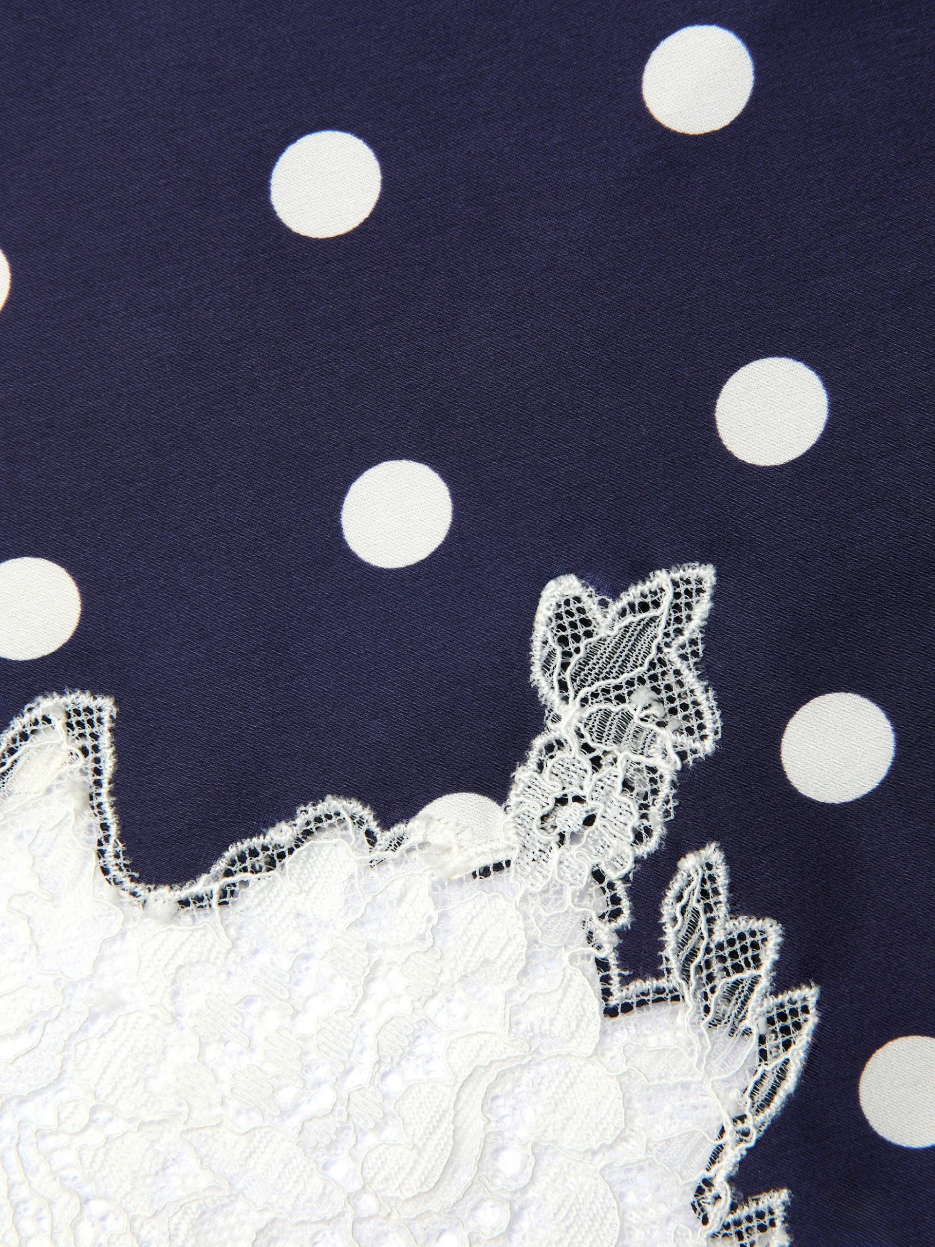 Fusta maxi Self-Portrait Polka-Dot Lace Trim bleumarin - imagine 5
