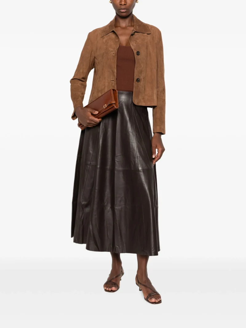 Fusta midi ARMA Vayenne Paneled Leather maro - imagine 4