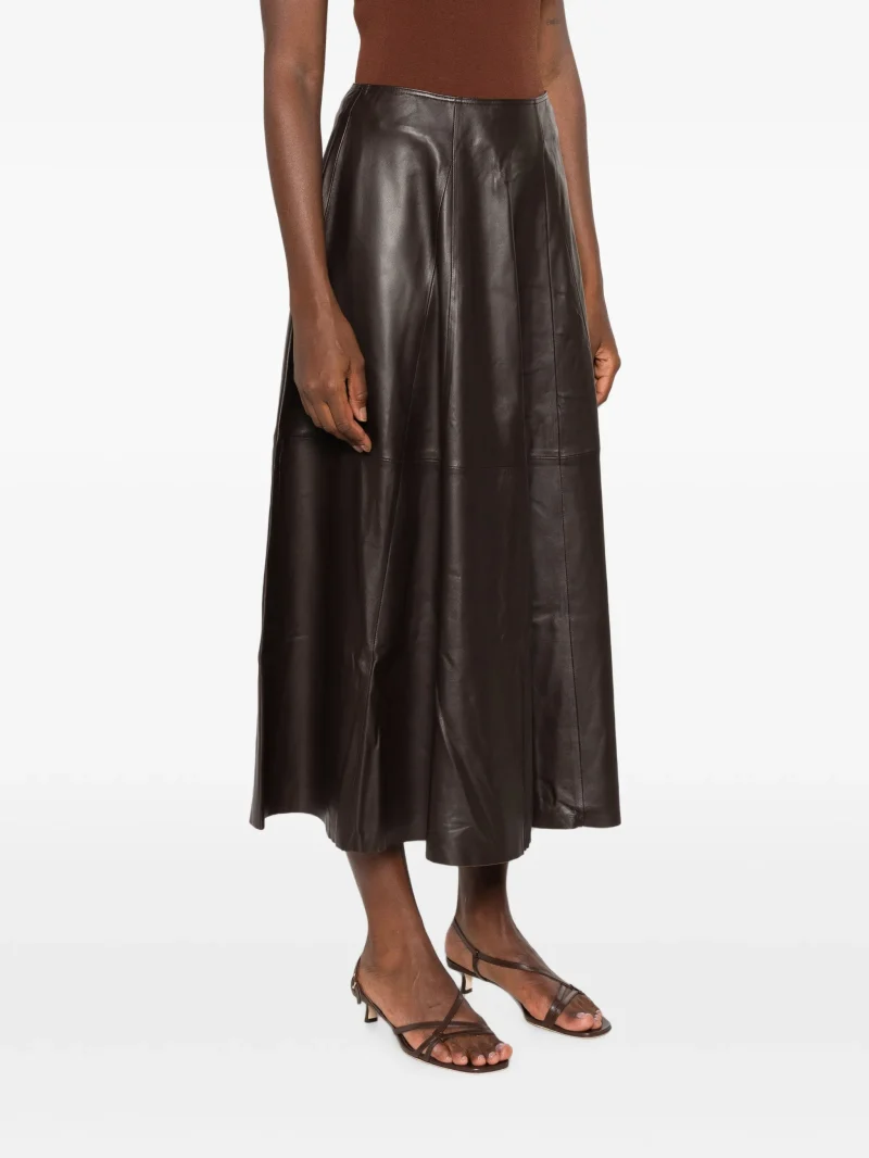 Fusta midi ARMA Vayenne Paneled Leather maro - imagine 3