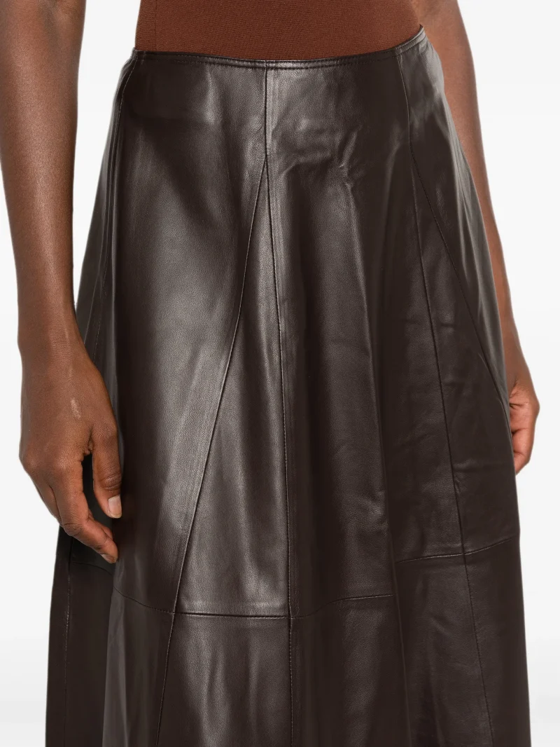 Fusta midi ARMA Vayenne Paneled Leather maro - imagine 5
