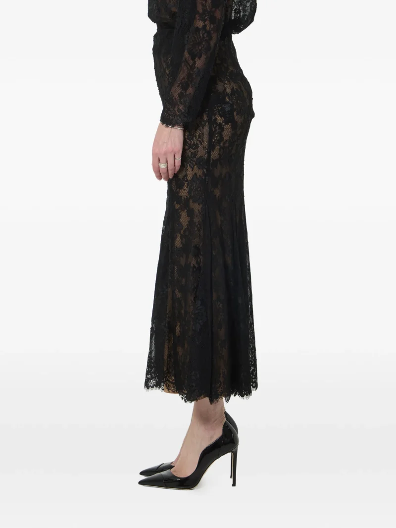 Alternative view of Fusta midi Self-Portrait Laced Mermaid-Style negru