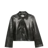 Jacheta ARMA Leather Button-up negru