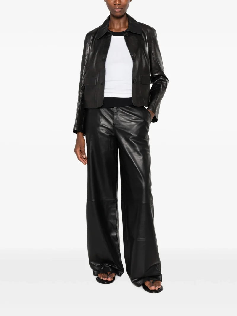 Jacheta ARMA Leather Button-up negru - imagine 4