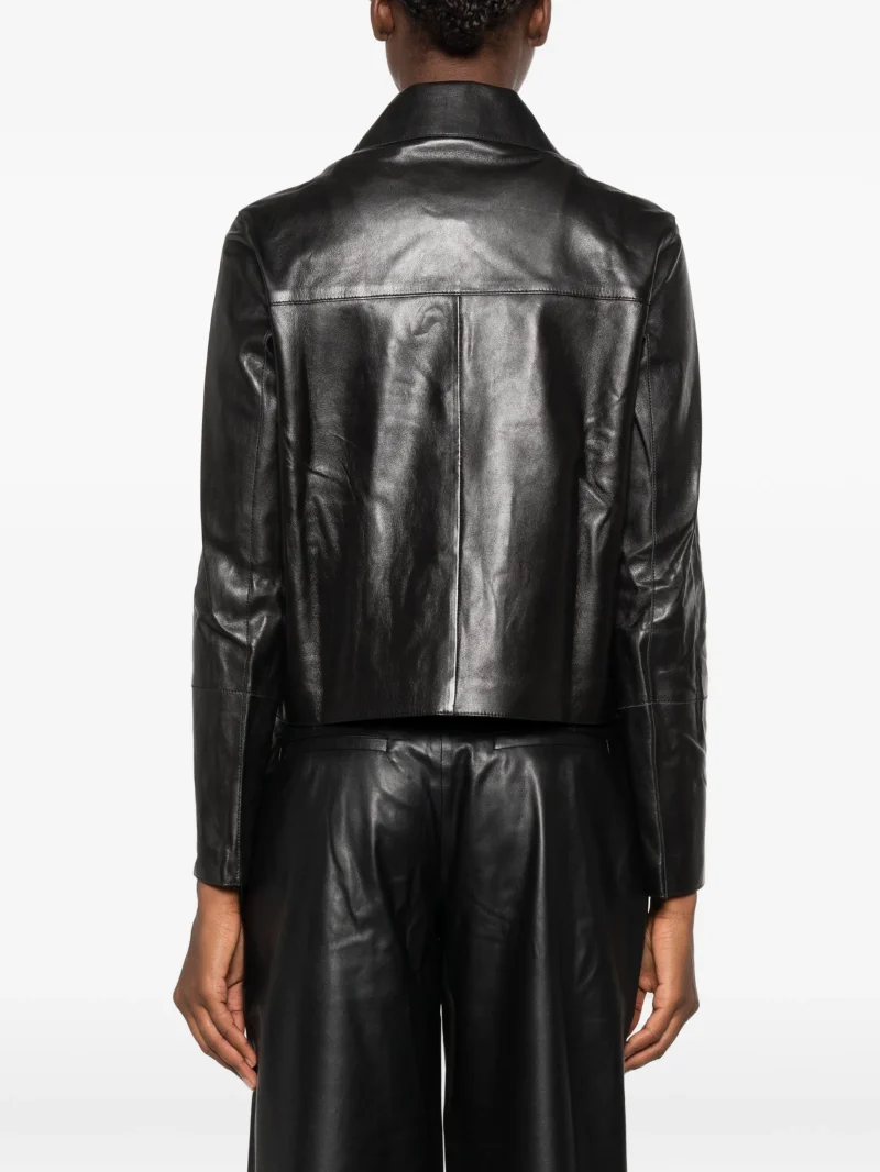 Alternative view of Jacheta ARMA Leather Button-up negru