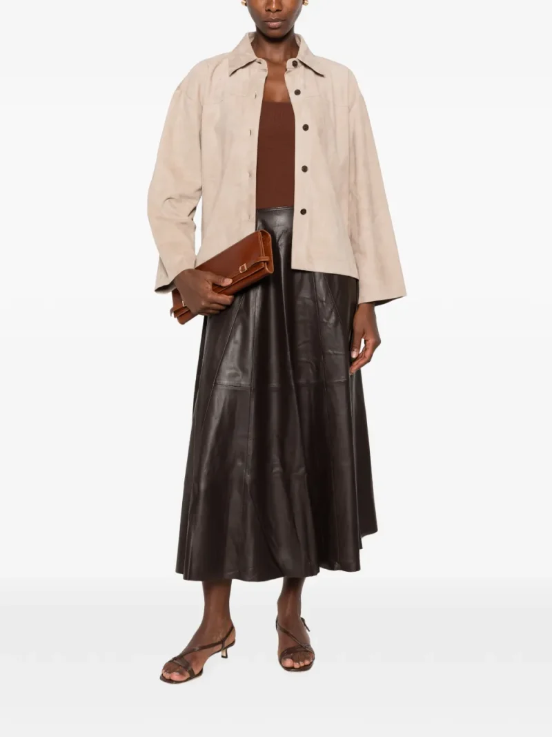 Jacheta ARMA Suede Button-Front bej - imagine 4