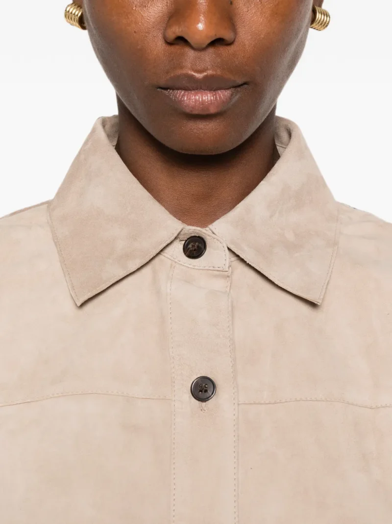 Jacheta ARMA Suede Button-Front bej - imagine 5