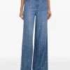 Jeans Self-Portrait Rhinestone-Embellished Bow-Motif albastru