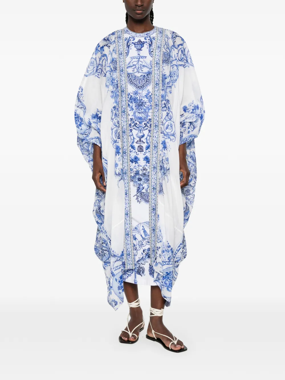 Kaftan Camilla Crystal-Embellished alb - imagine 4