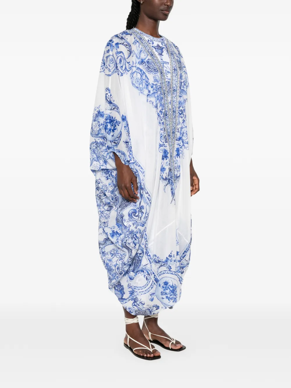 Kaftan Camilla Crystal-Embellished alb - imagine 3