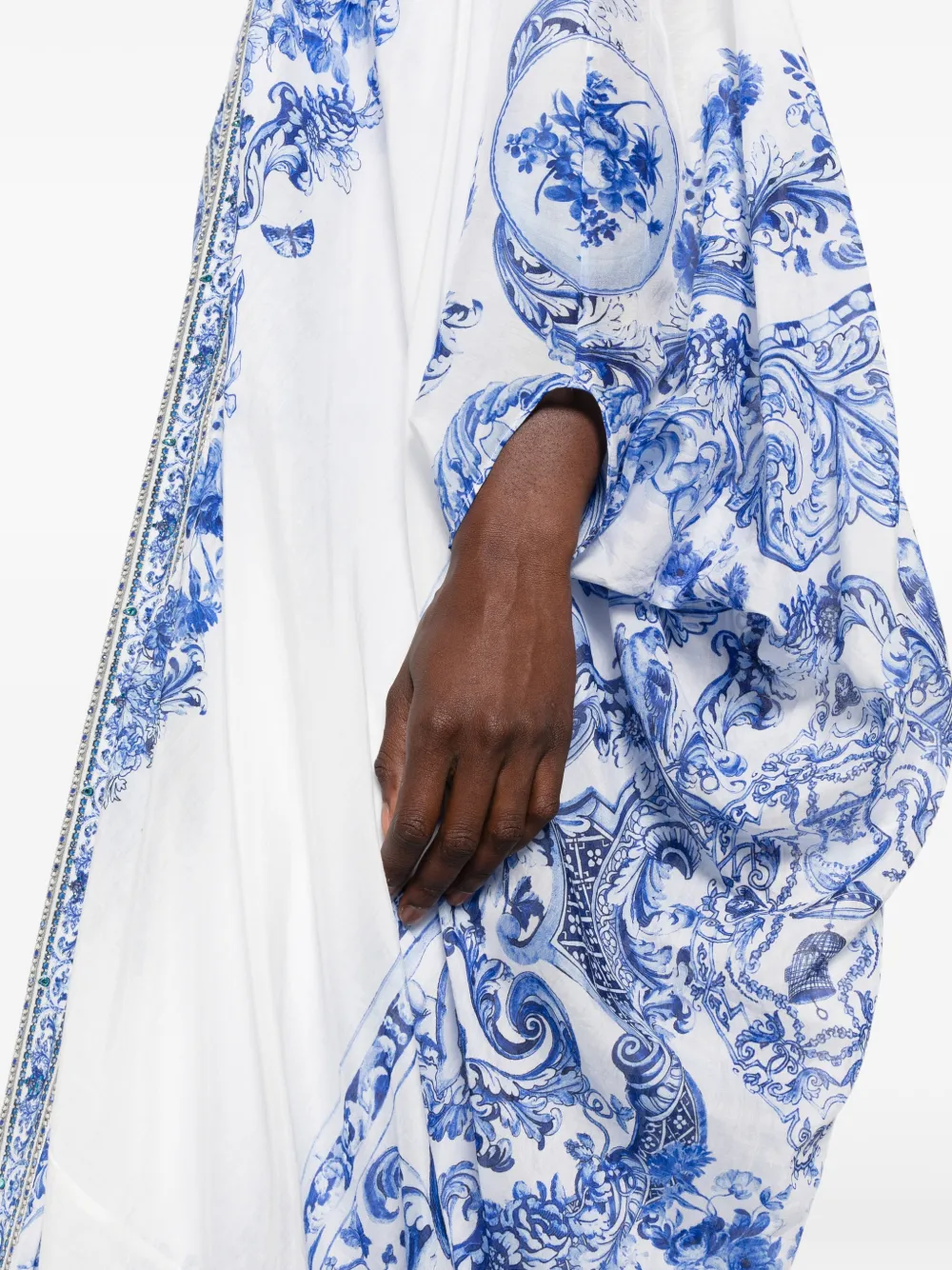 Kaftan Camilla Crystal-Embellished alb - imagine 5