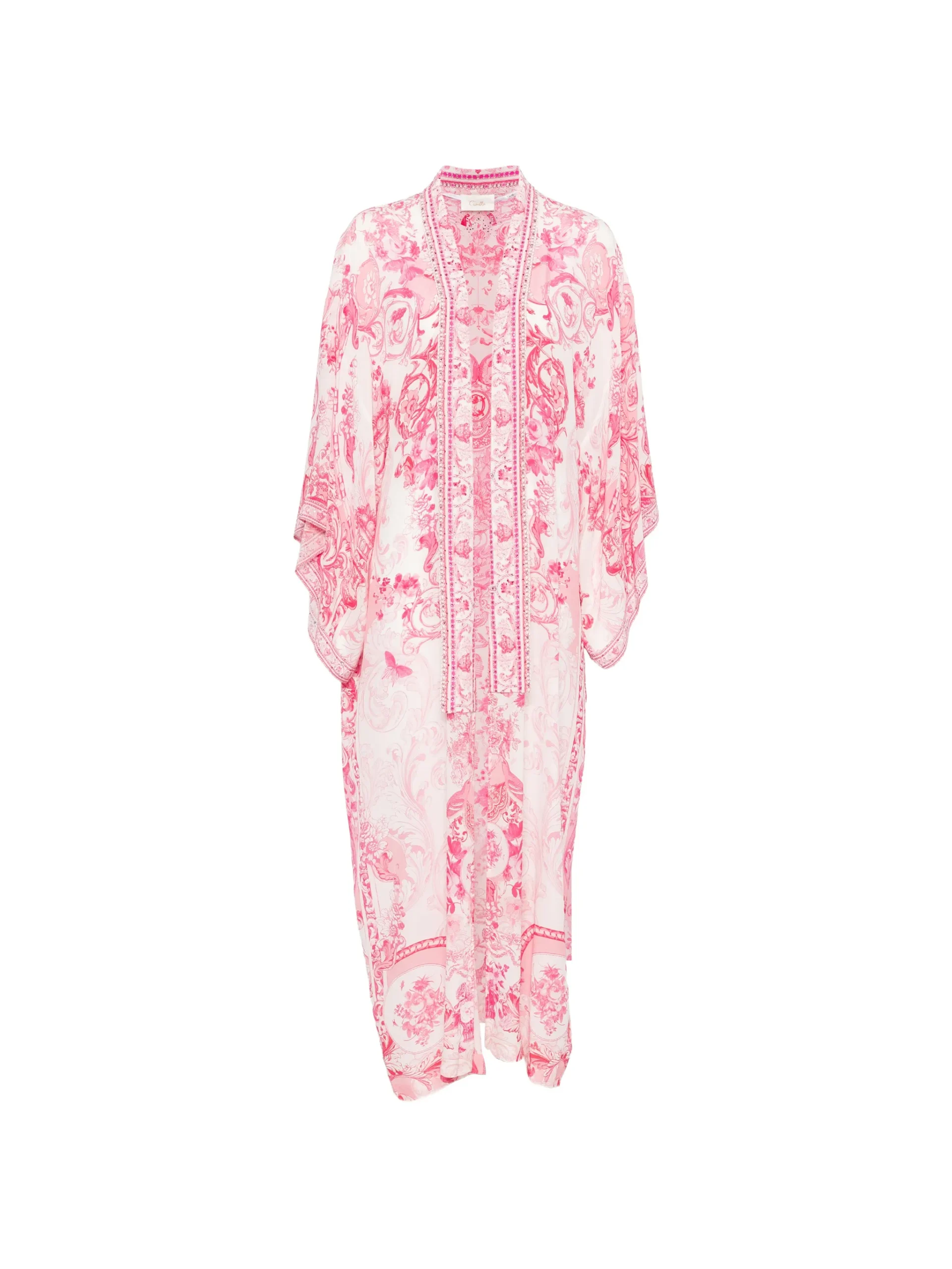 Kaftan Camilla Layer with collar Livin La Vida Rosa alb
