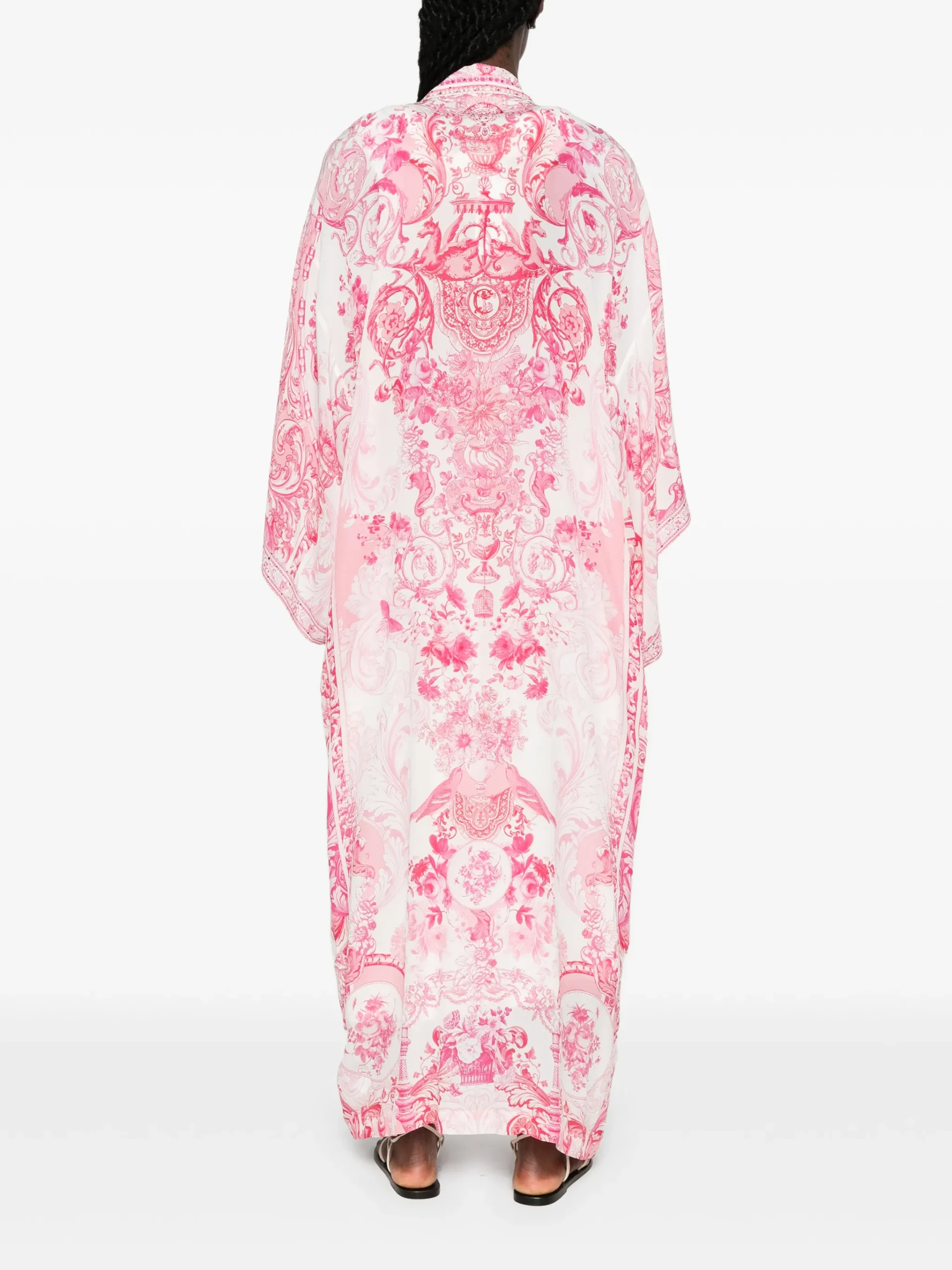 Kaftan Camilla Layer with collar Livin La Vida Rosa alb - imagine 2