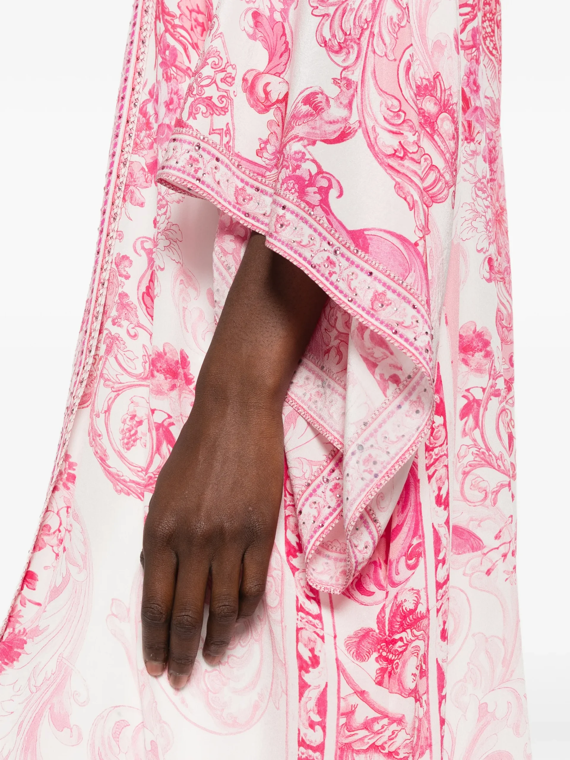 Kaftan Camilla Layer with collar Livin La Vida Rosa alb - imagine 5