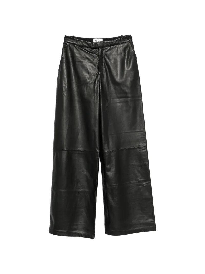 Pantaloni ARMA Cami Striaght-Leg Leather negru