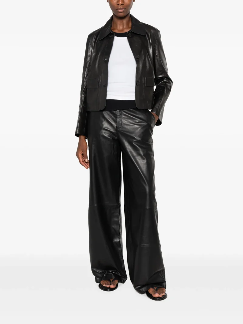Pantaloni ARMA Cami Striaght-Leg Leather negru - imagine 4