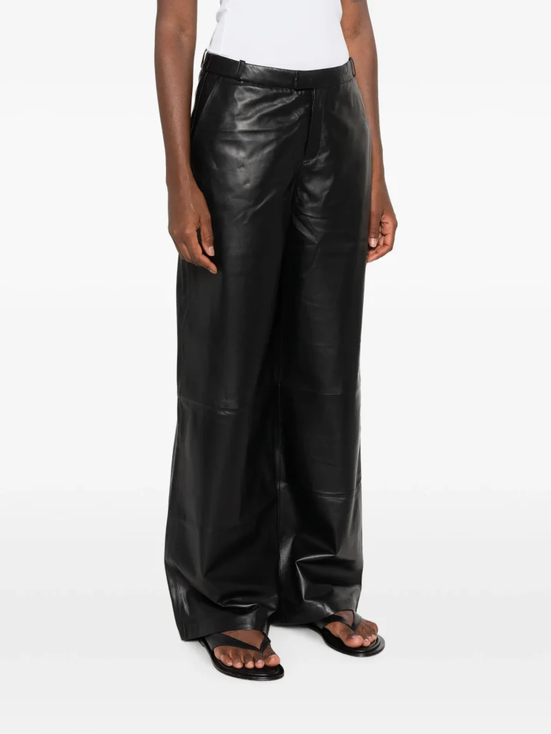 Pantaloni ARMA Cami Striaght-Leg Leather negru - imagine 3