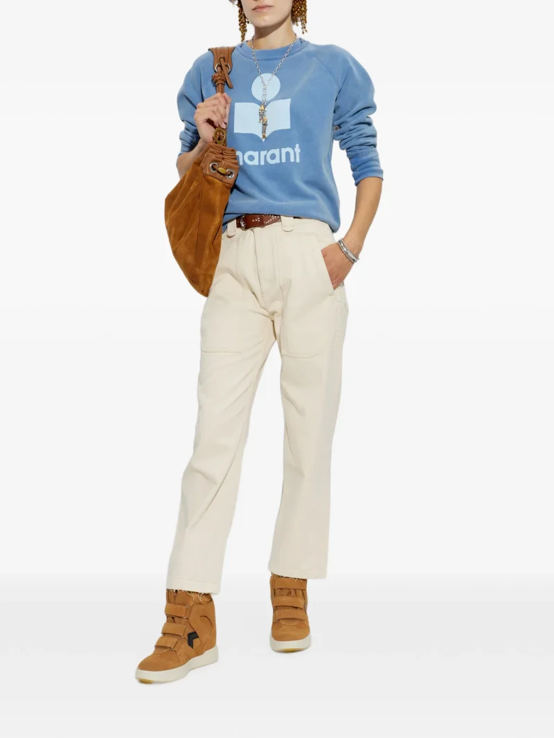Pantaloni Marant Etoile Ermina Straight-Leg bej - imagine 3