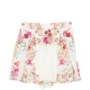 Pantaloni scurti Camilla Floral-Print Crystal-Embellished ecru