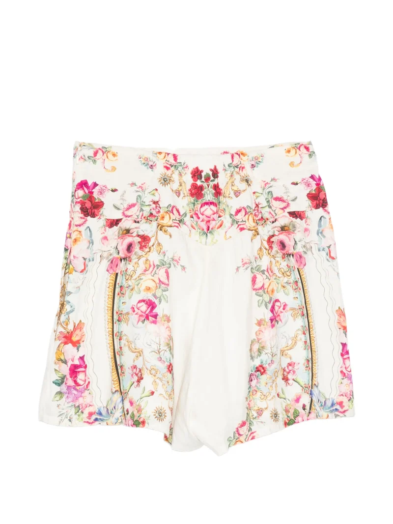 Alternative view of Pantaloni scurti Camilla Floral-Print Crystal-Embellished ecru
