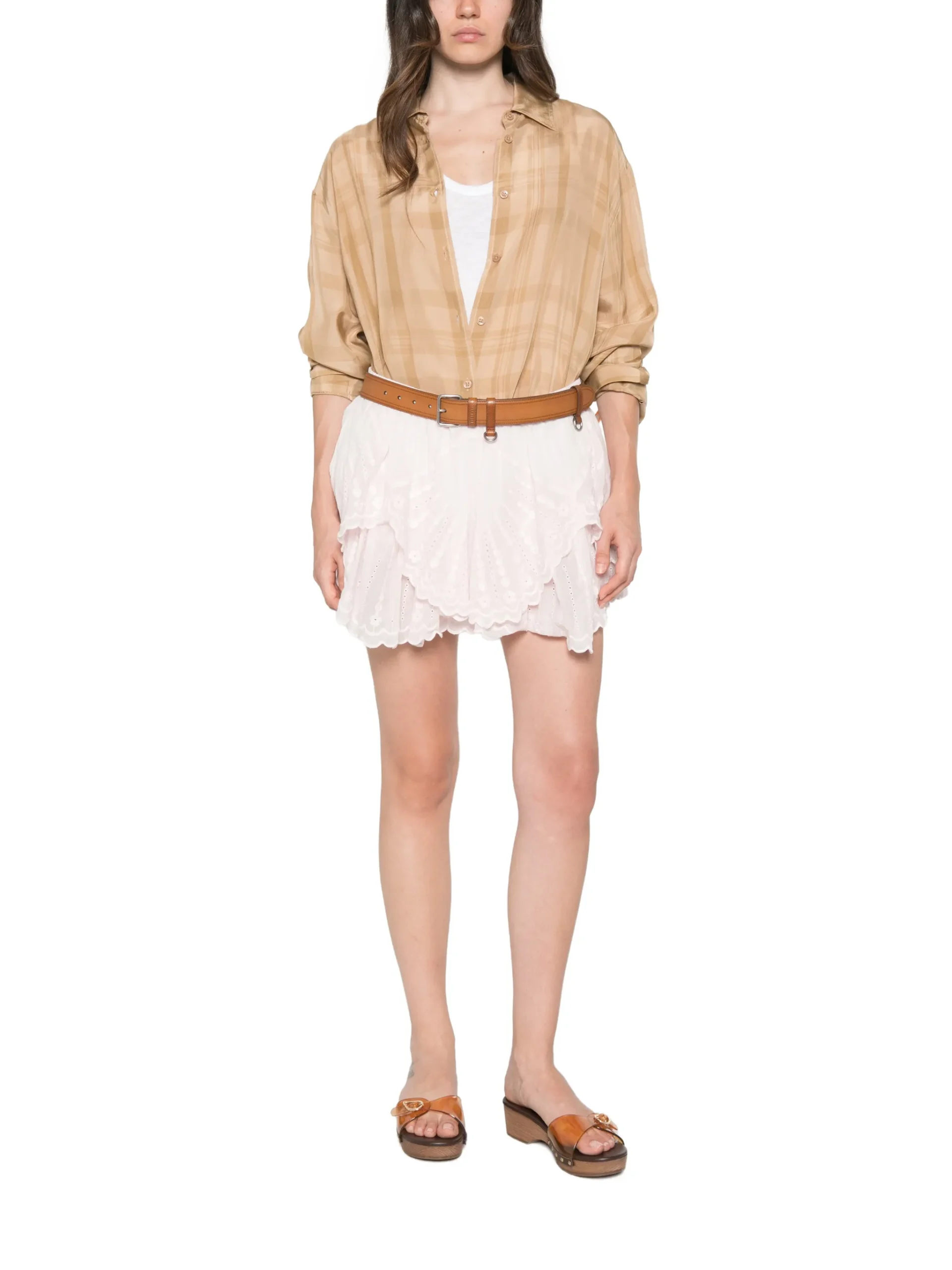 Pantaloni scurti Marant Etoile Broderie-Anglaise roz - imagine 4