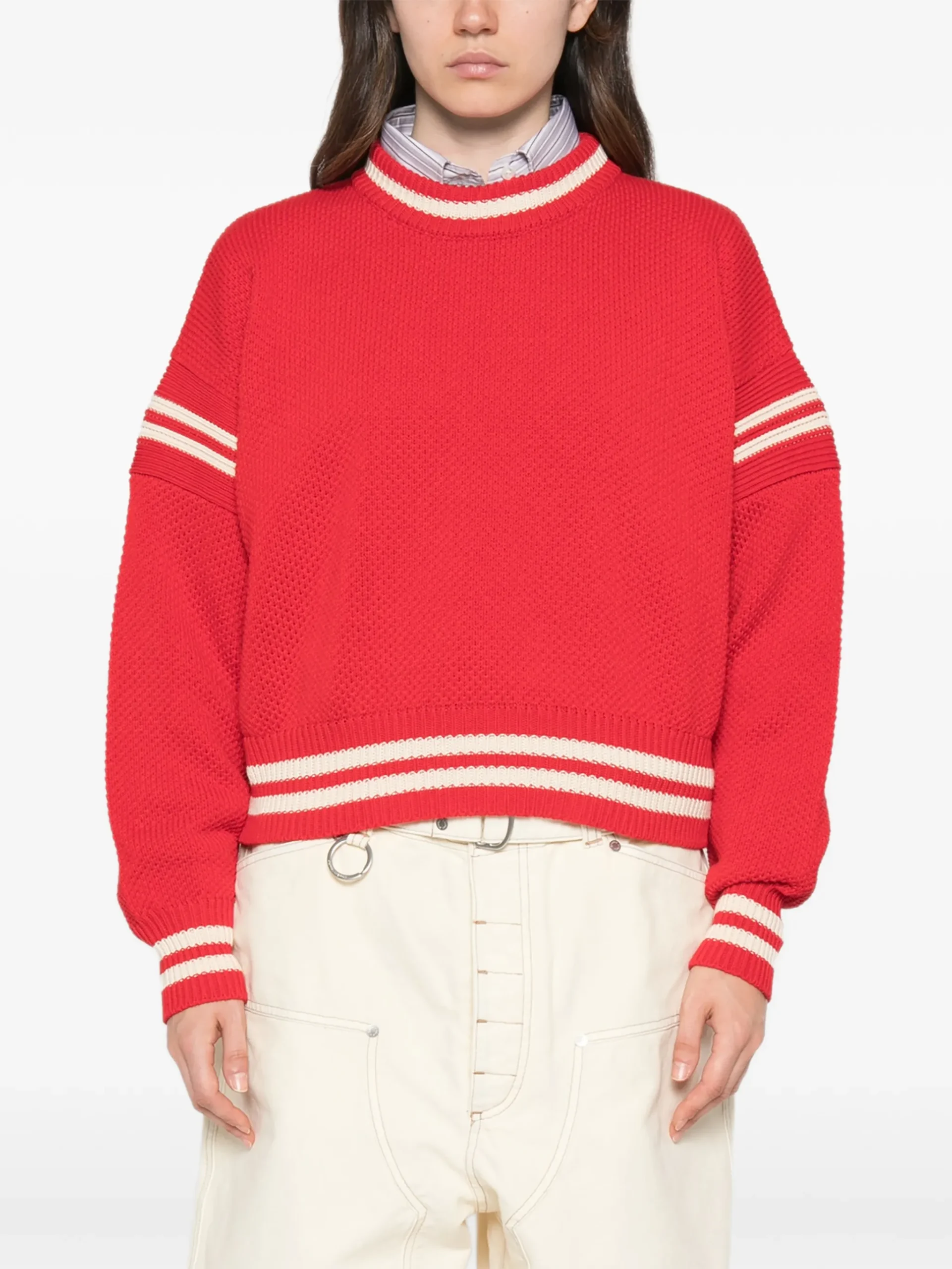 Pulover Golden Goose Long-Sleeve Round-Neck rosu - imagine 4