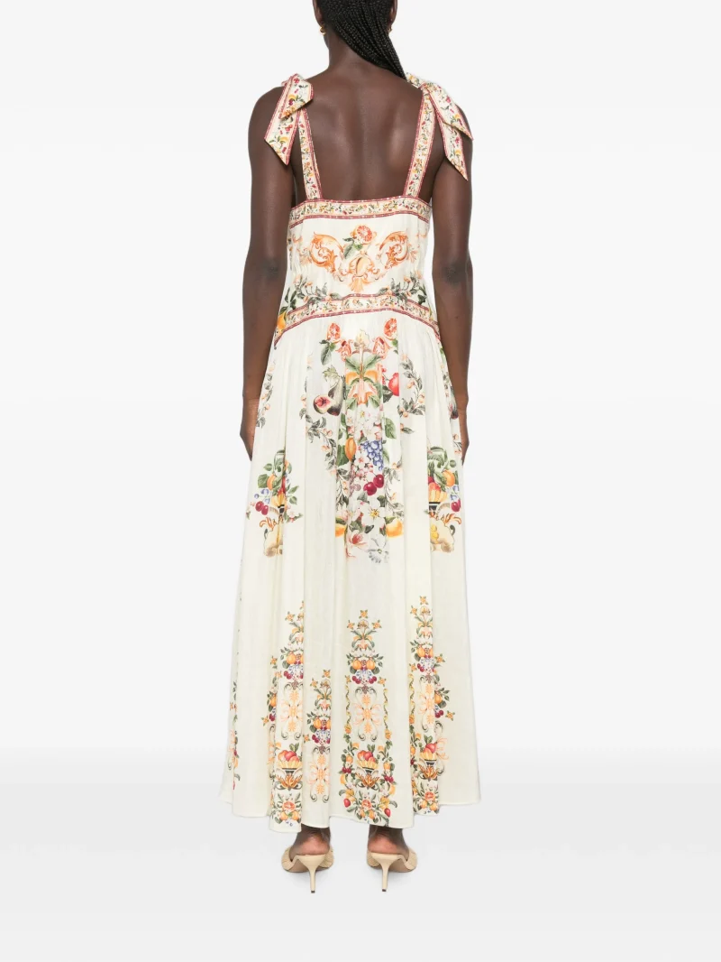 Alternative view of Rochie maxi Camilla Fruit-Print Tie-Strap ecru
