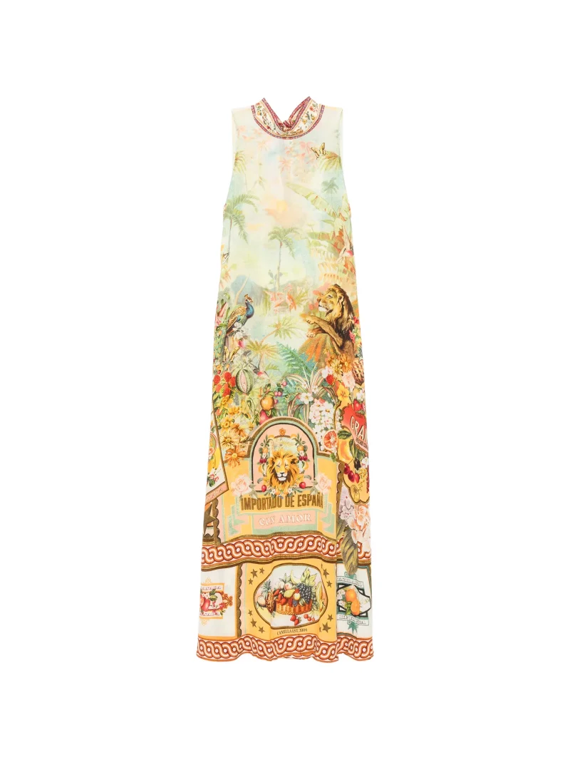 Rochie midi Camilla Graphic-Print Tie-Back multicolor