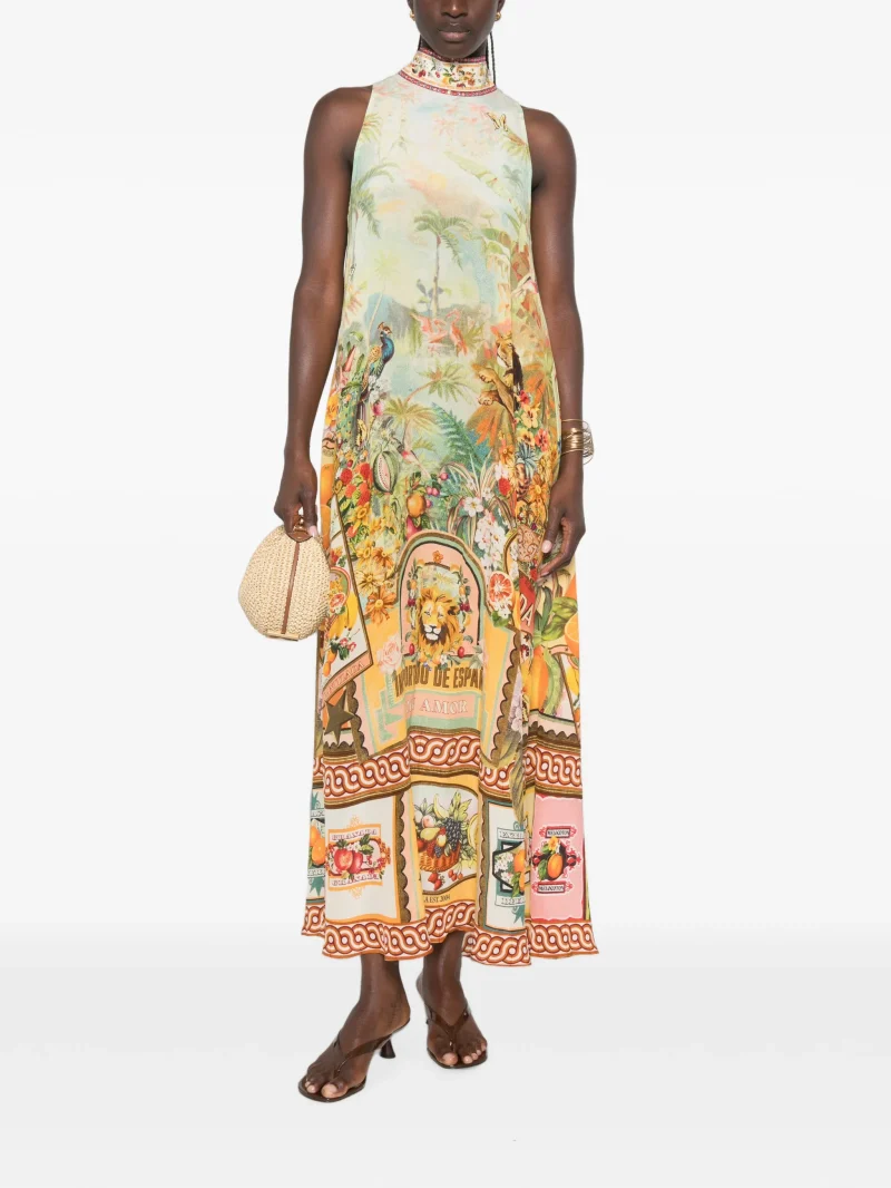 Alternative view of Rochie midi Camilla Graphic-Print Tie-Back multicolor