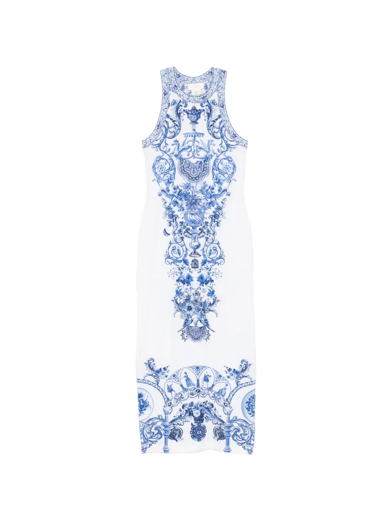Rochie midi Camilla Panoramic-Jersey alb