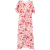 Rochie midi Isabel Marant Herva Floral-Print Ruched Symmetric roz