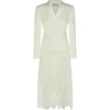 Rochie midi Self-Portrait Belted Pleated ecru