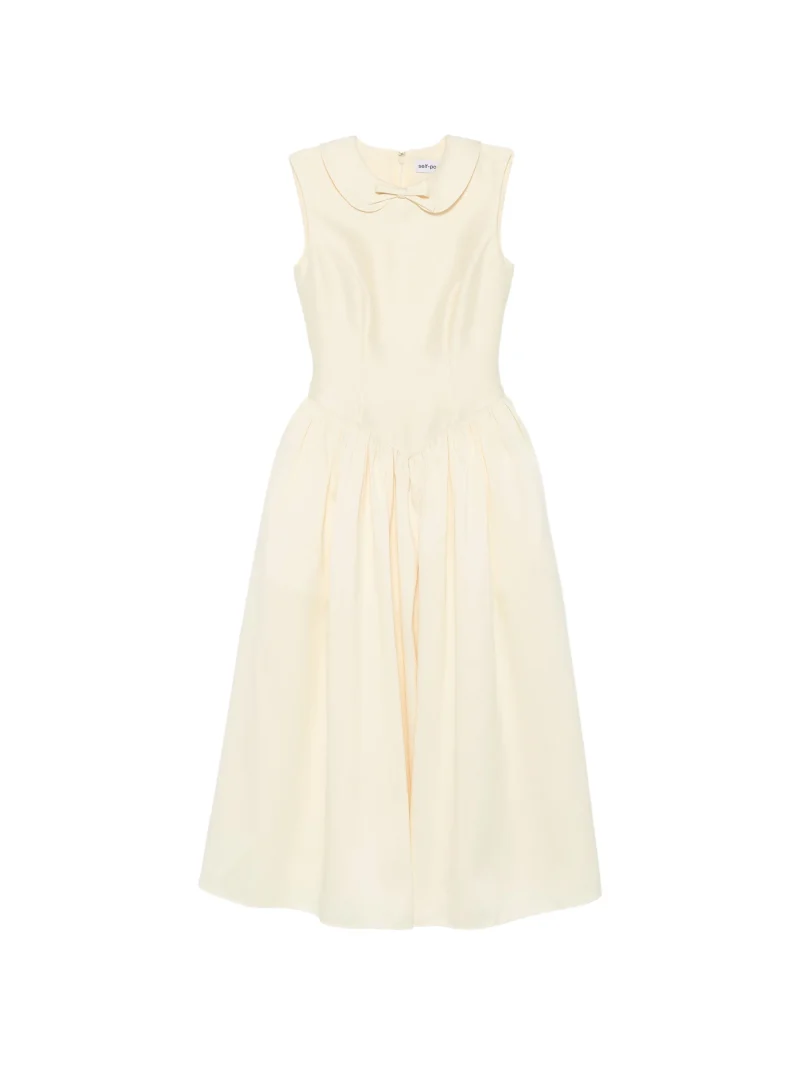 Rochie midi Self-Portrait Bow-Detail Pleated galben